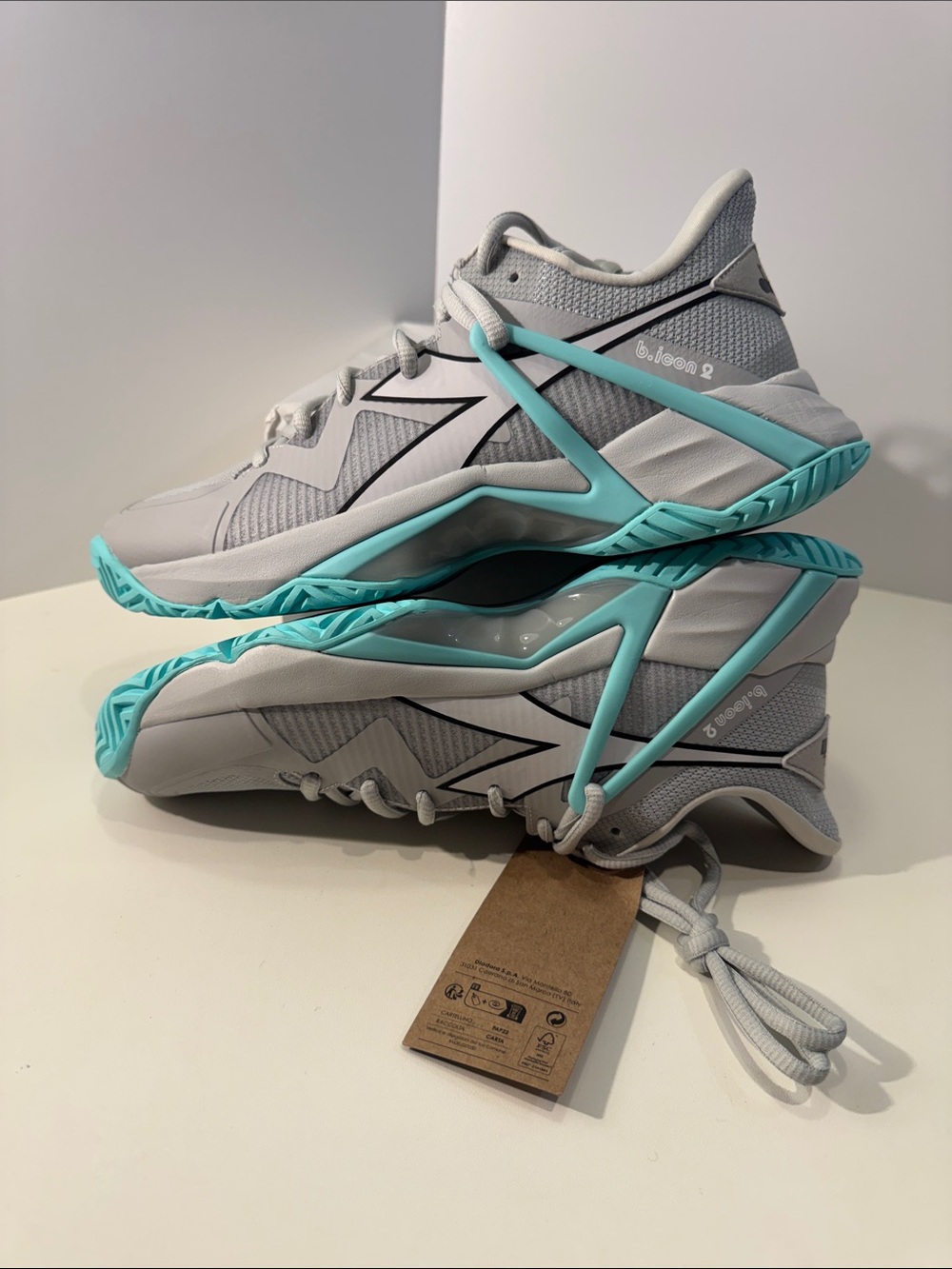 NWT Diadora B.Icon 2 AG Gray Teal Tennis Shoes Women’s 9.5